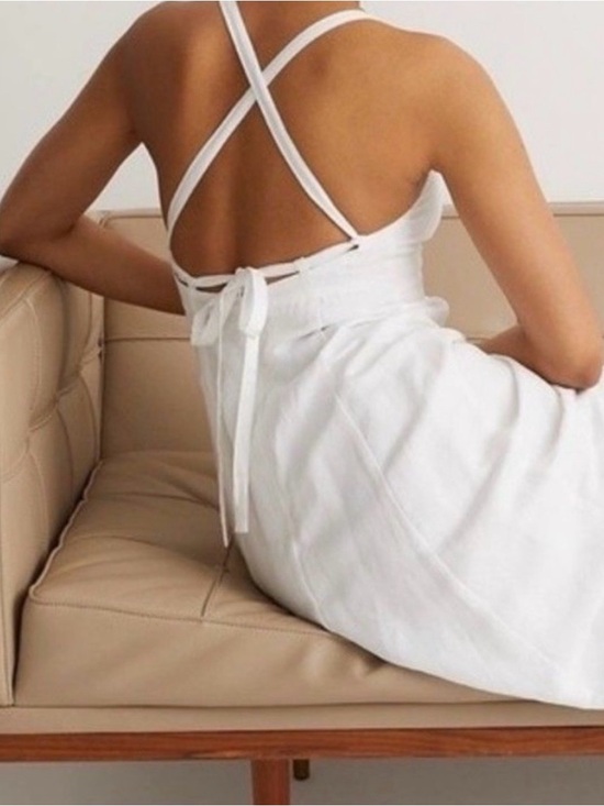 Madewell Dresses & Skirts - Madewell White Linen Tie Back Maxi Dress EUC